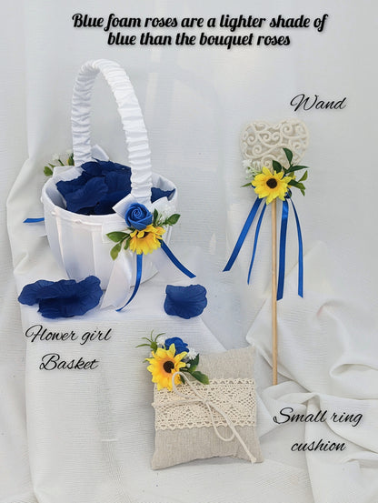 Blue Rose and Sunflower Wedding Flowers