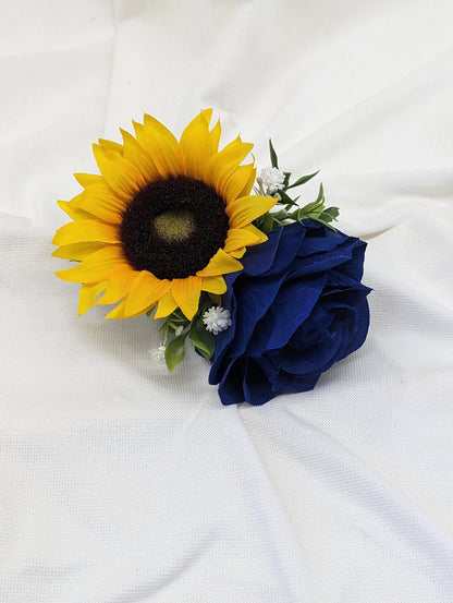 Blue Rose and Sunflower Wedding Flowers