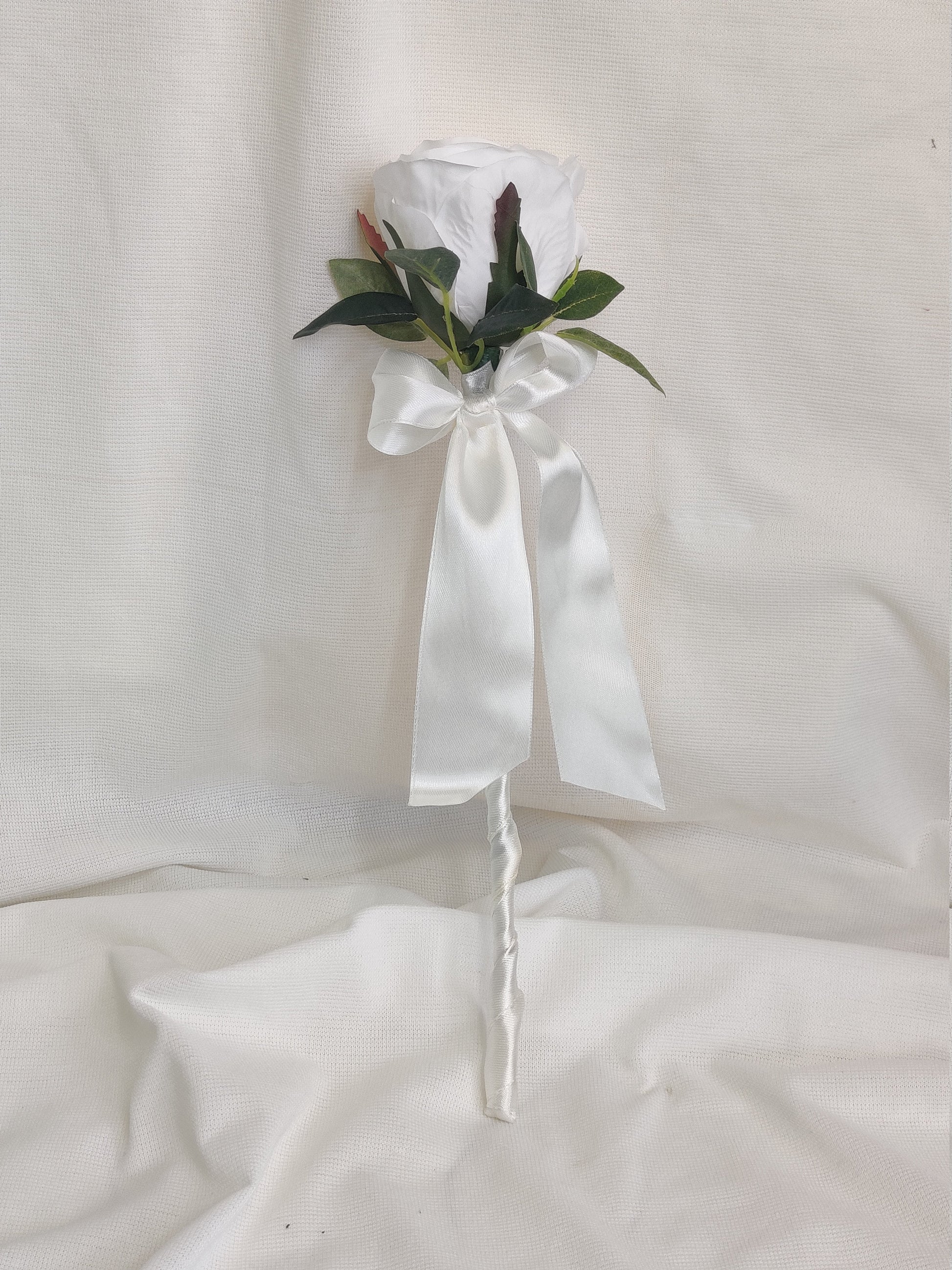 Large pure white rose wedding flowers brides, bridesmaid buttonhole and wand