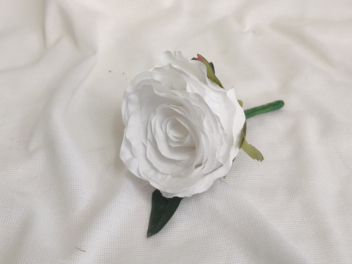 Large pure white rose wedding flowers brides, bridesmaid buttonhole and wand