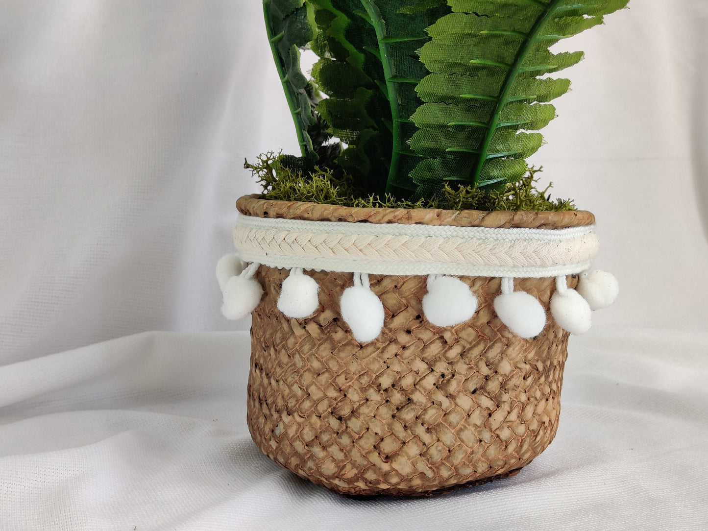 Artificial Boston Fern in Pompom Belly pot