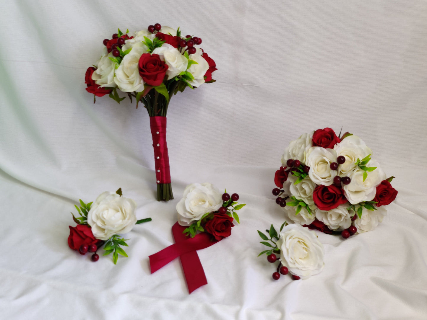 Ivory and Red Wedding Flowers