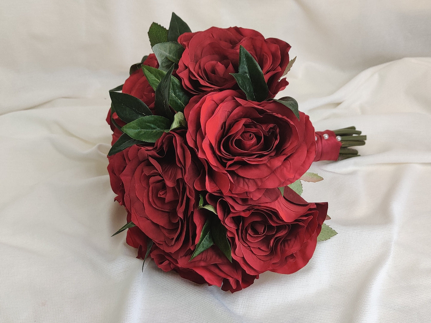 Large red rose wedding flowers