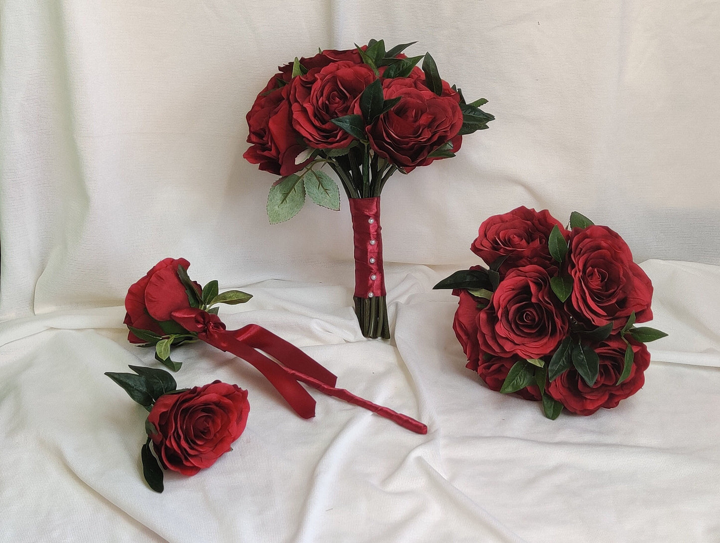 Large red rose wedding flowers