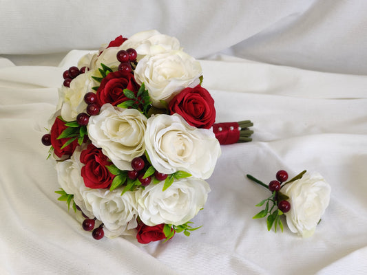 Ivory and Red Wedding Flowers