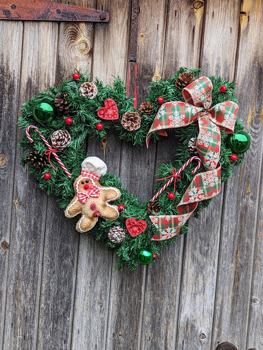 Gingerbread Christmas Heart Wreath