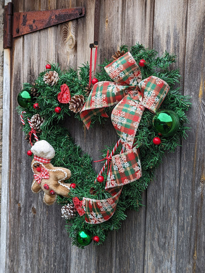 Gingerbread Christmas Heart Wreath