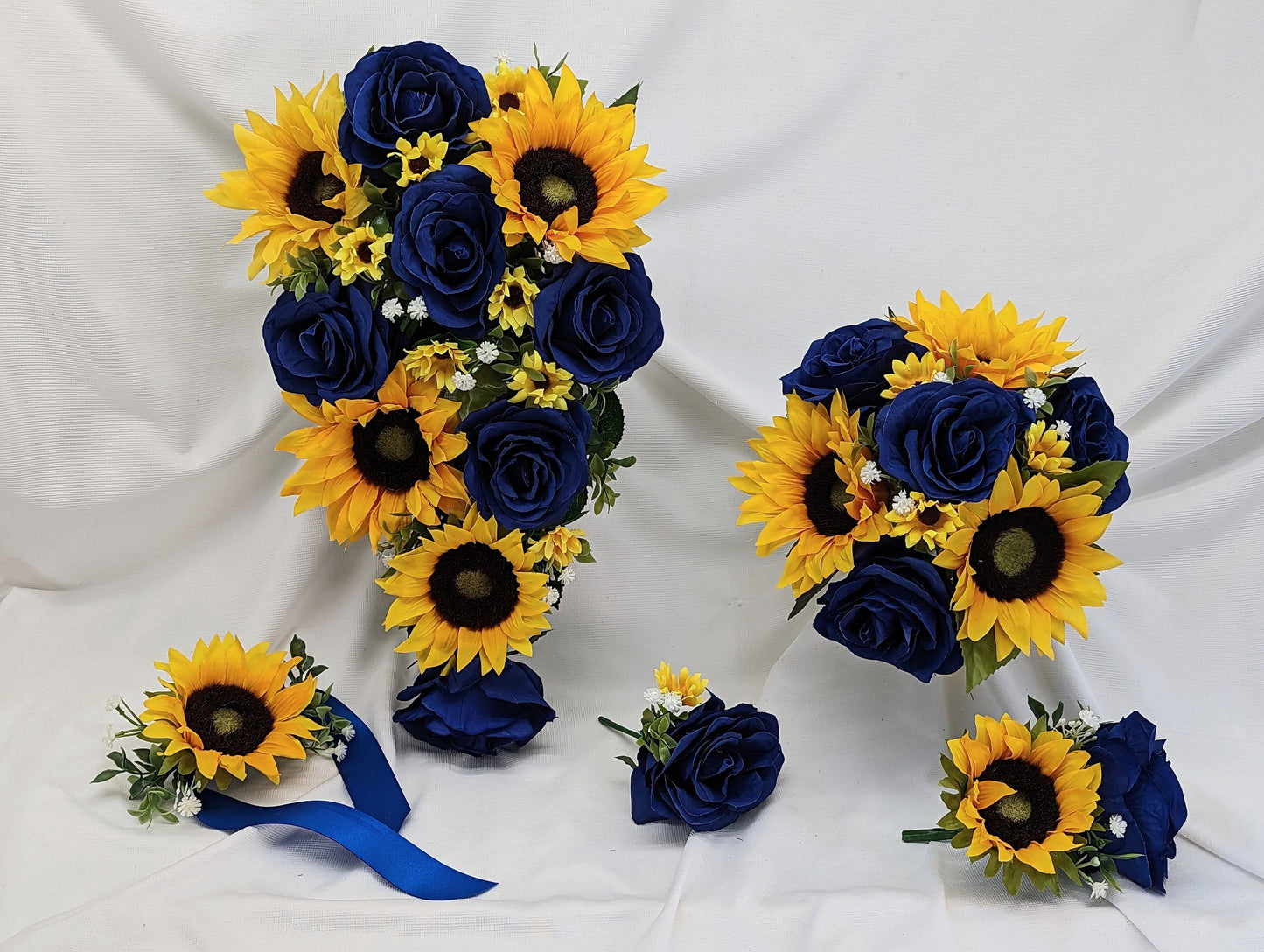 Blue Rose and Sunflower Wedding Flowers