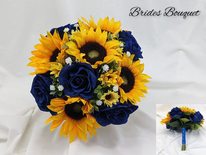 Blue Rose and Sunflower Wedding Flowers