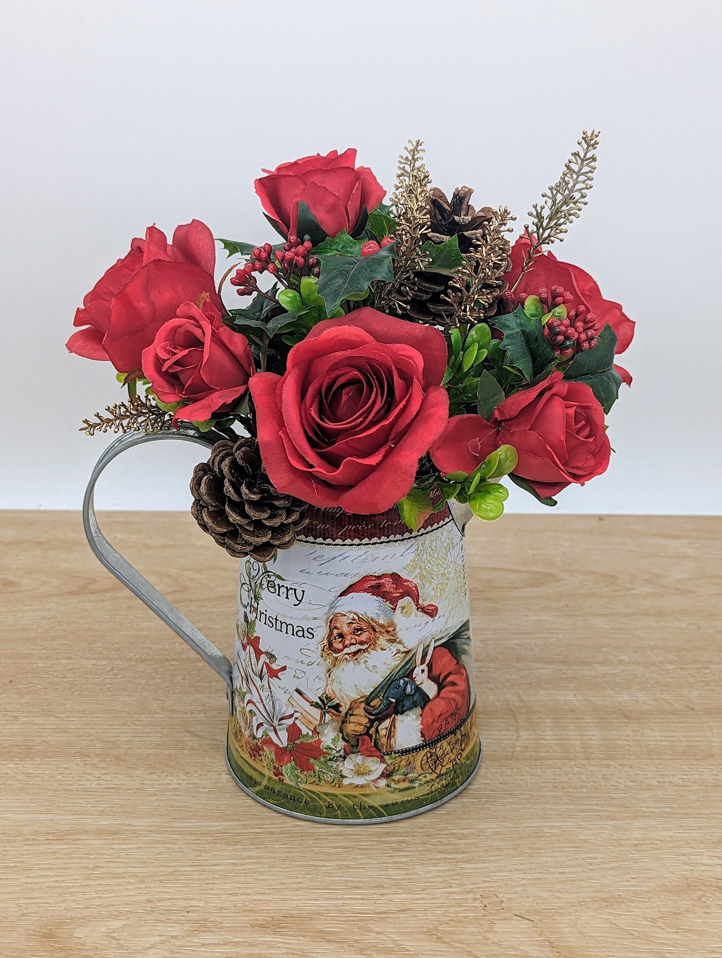 Christmas Red Rose Santa Jug