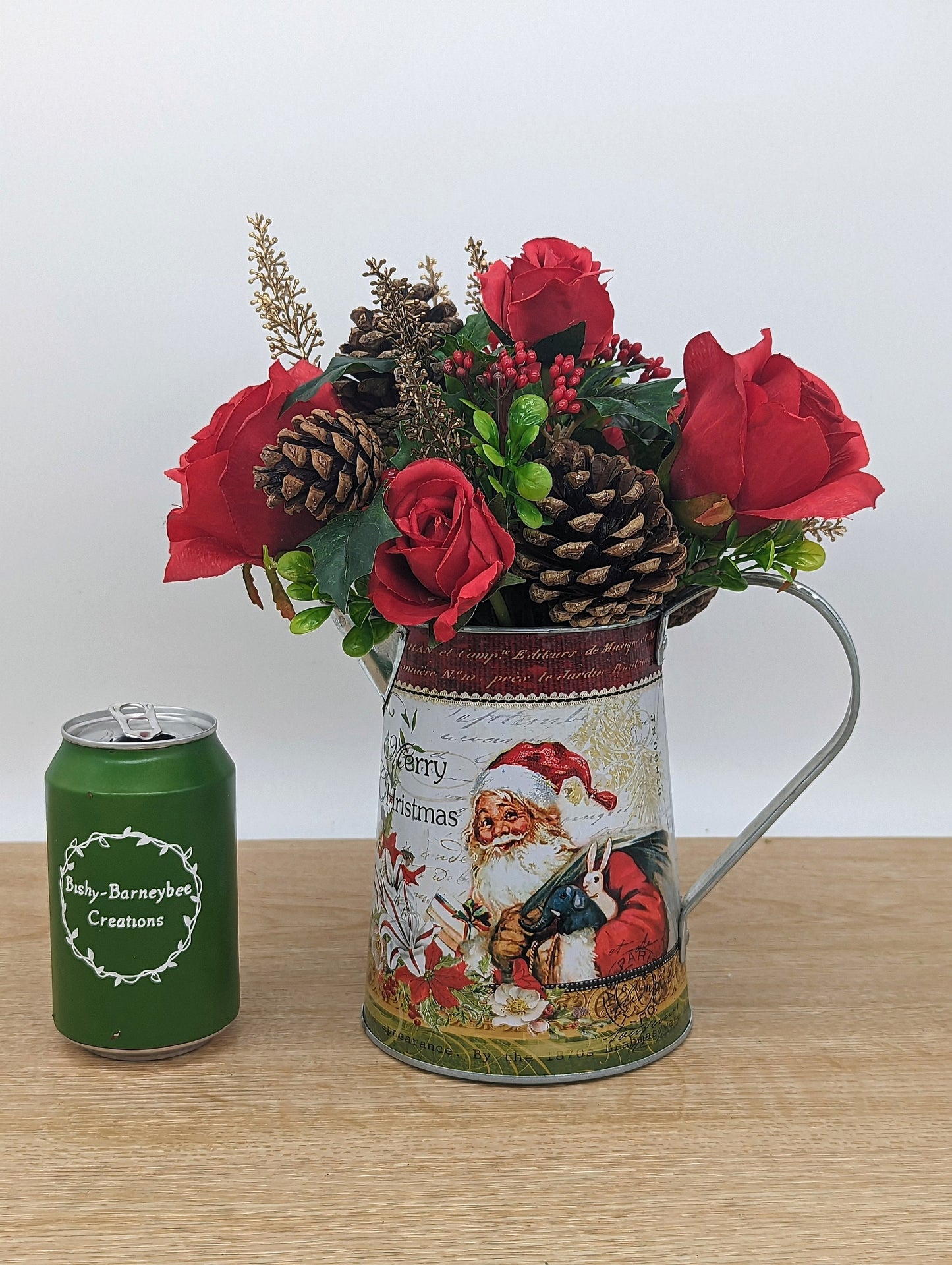 Christmas Red Rose Santa Jug