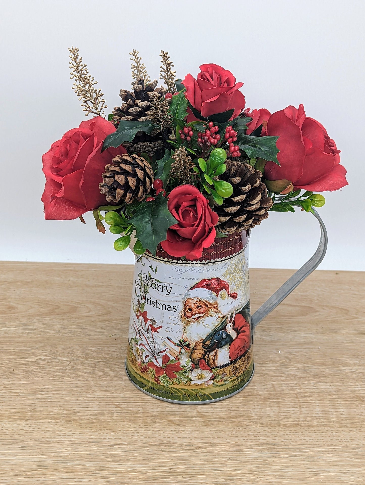 Christmas Red Rose Santa Jug