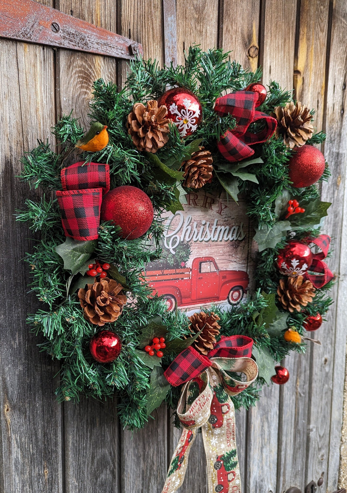 Classic Red Truck Christmas Wreath