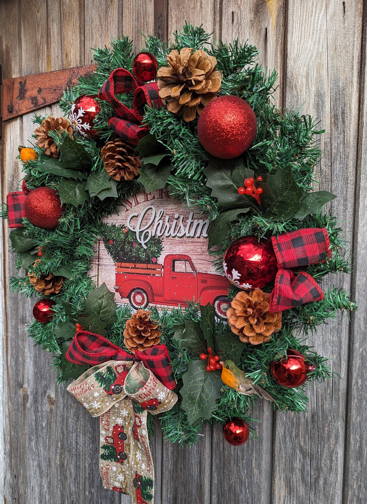 Classic Red Truck Christmas Wreath