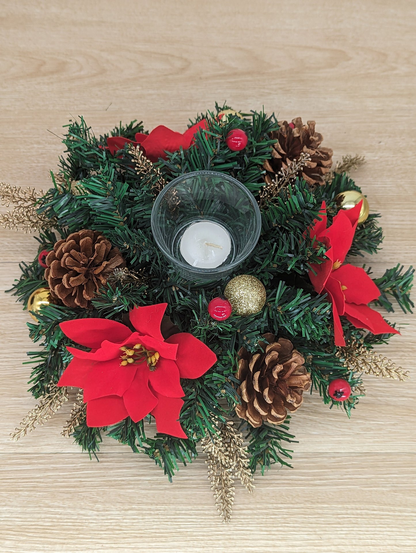 Red Poinsettia Christmas Table Centrepiece