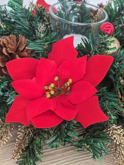 Red Poinsettia Christmas Table Centrepiece