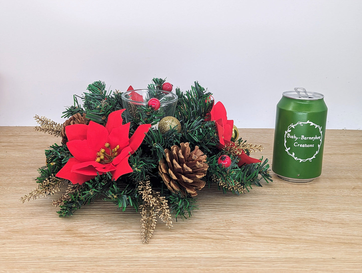 Red Poinsettia Christmas Table Centrepiece