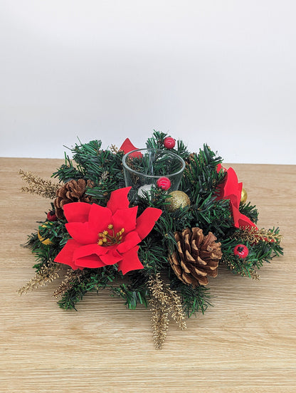 Red Poinsettia Christmas Table Centrepiece