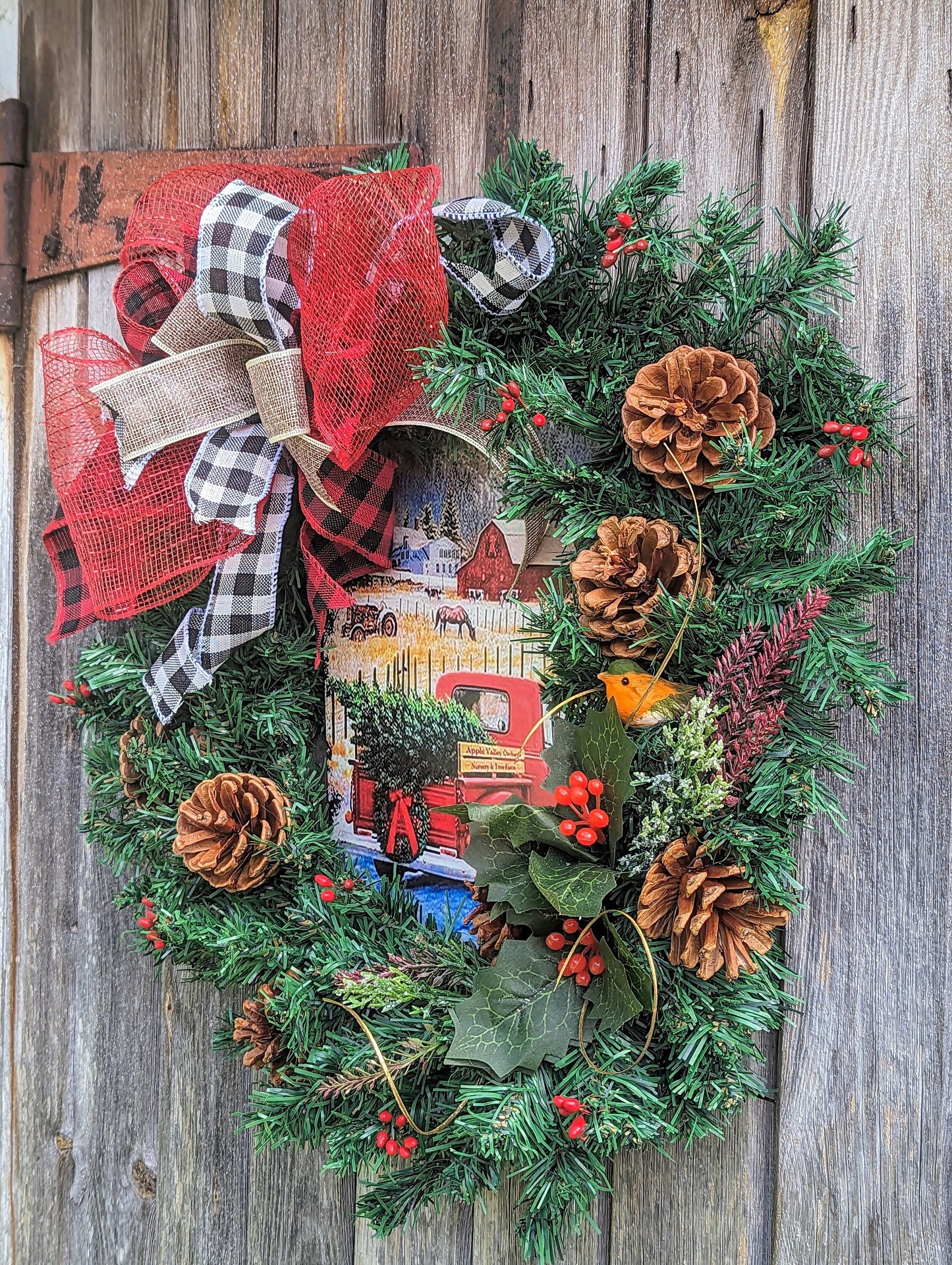 Classic Red Truck Christmas Wreath