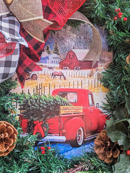 Classic Red Truck Christmas Wreath