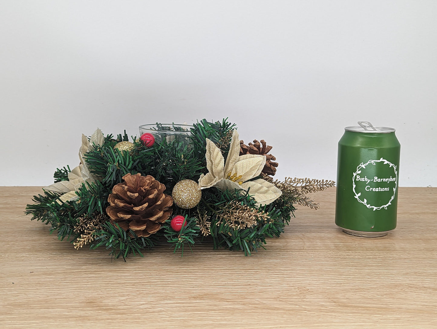 Gold Poinsettia Christmas Table Centrepiece