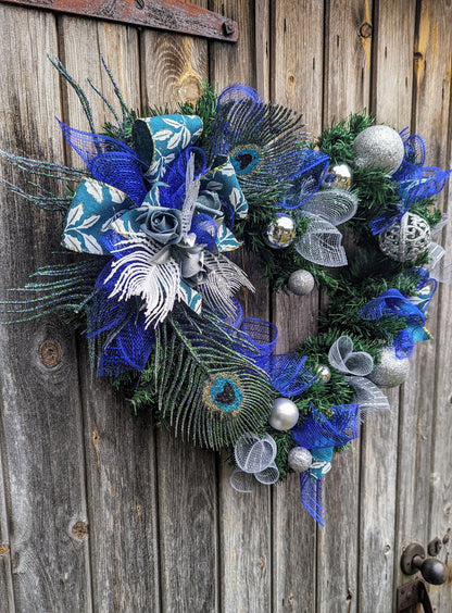 Peacock feather Heart Wreath