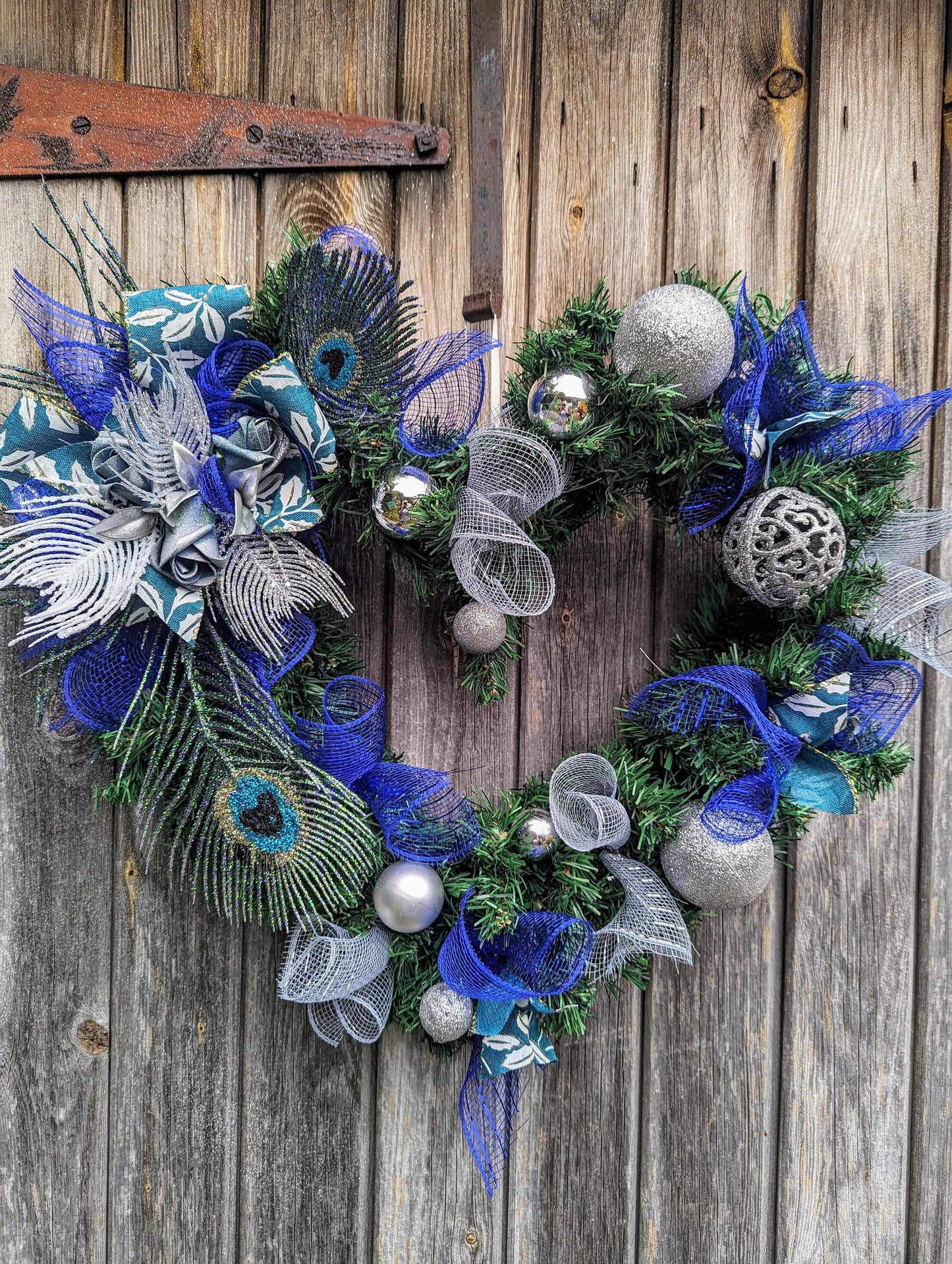 Peacock feather Heart Wreath