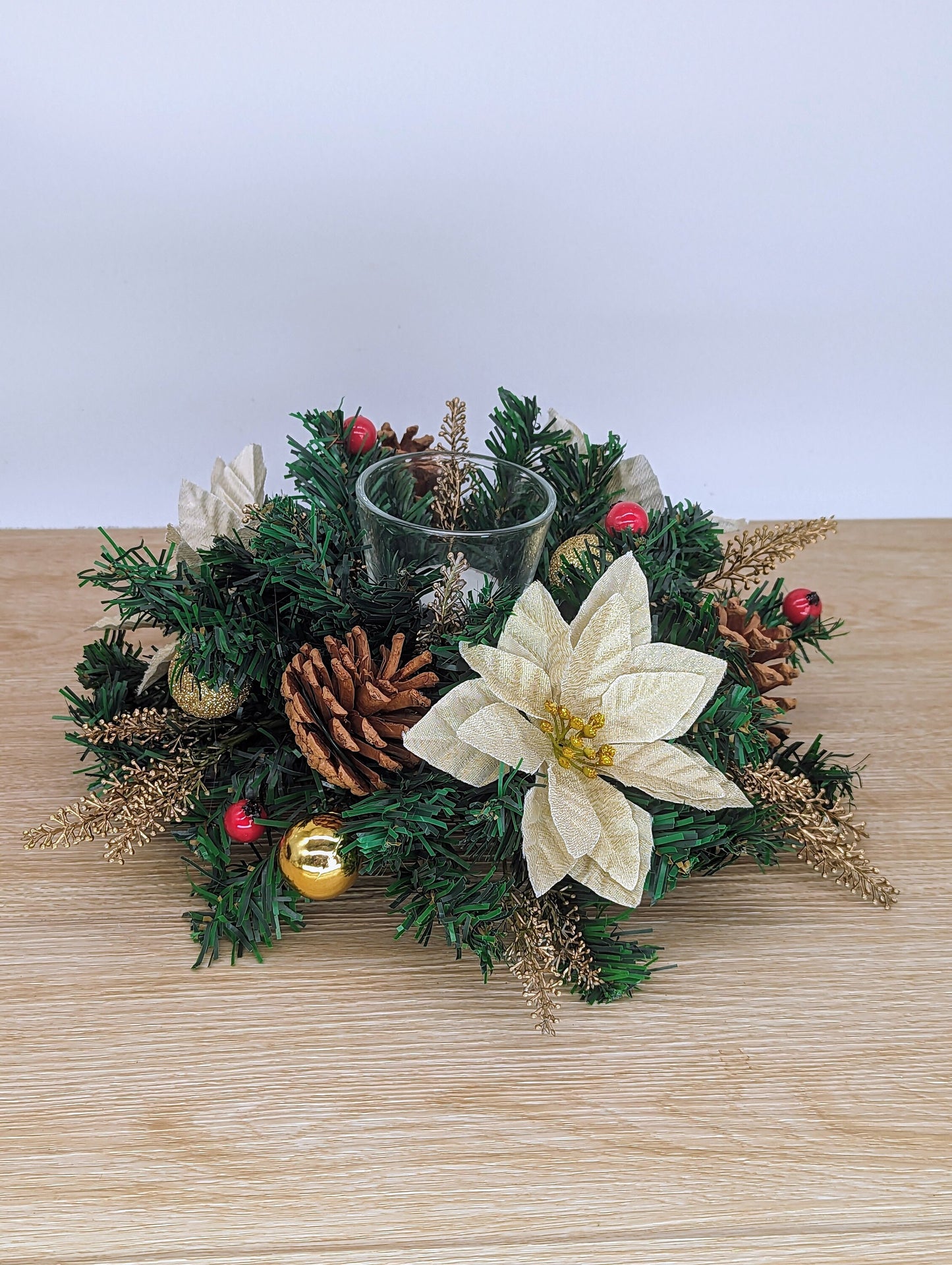 Gold Poinsettia Christmas Table Centrepiece