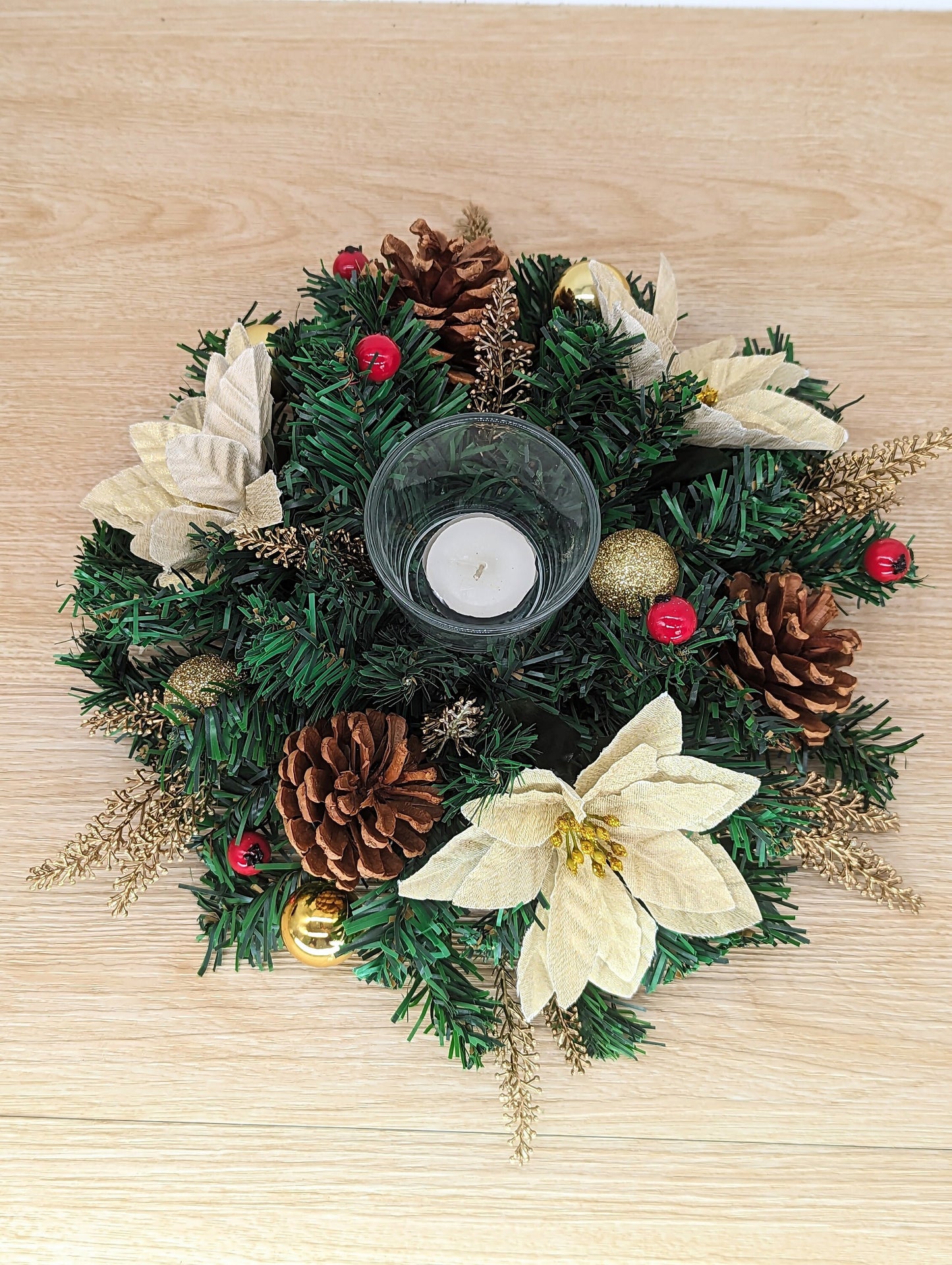 Gold Poinsettia Christmas Table Centrepiece