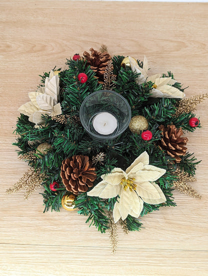 Gold Poinsettia Christmas Table Centrepiece