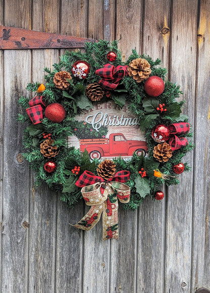 Classic Red Truck Christmas Wreath