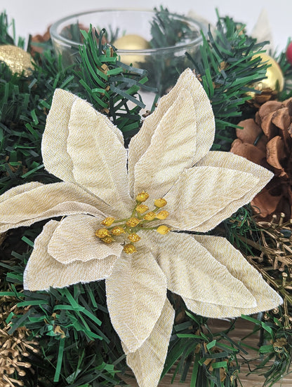 Gold Poinsettia Christmas Table Centrepiece