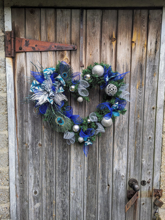 Peacock feather Heart Wreath