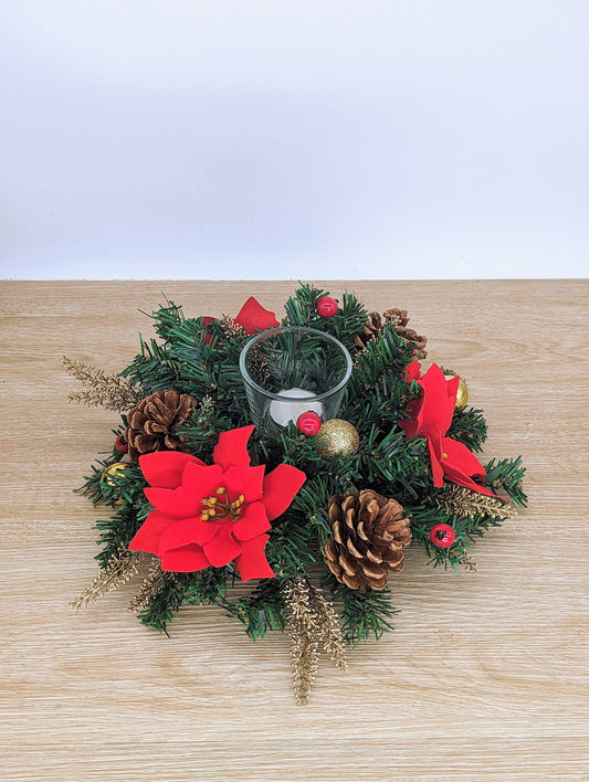 Red Poinsettia Christmas Table Centrepiece