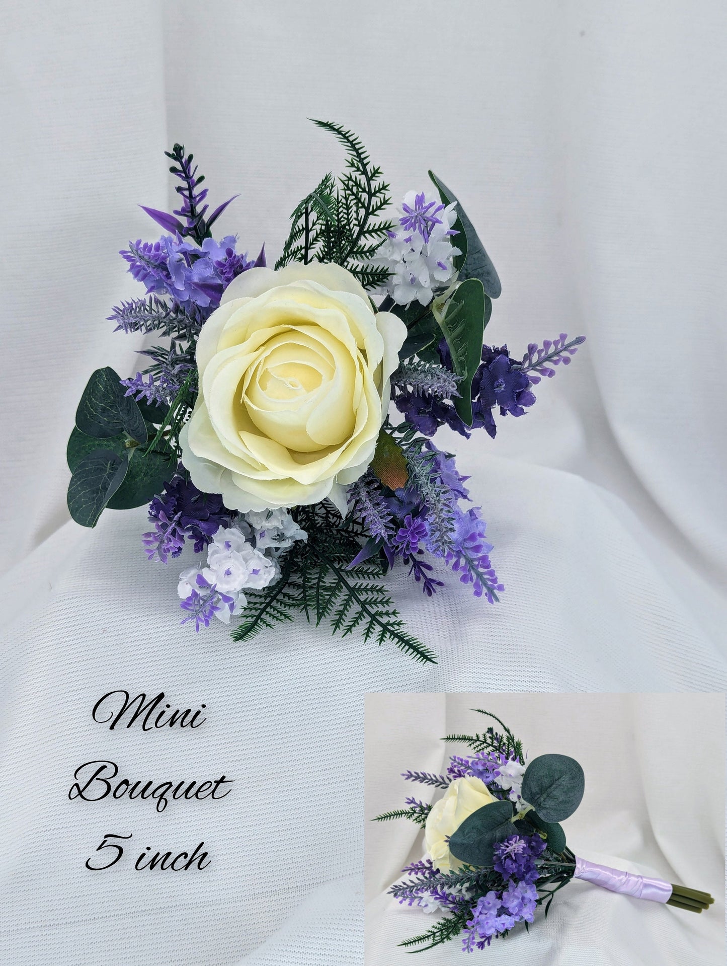 Ivory rose and lavender mini bouquet 