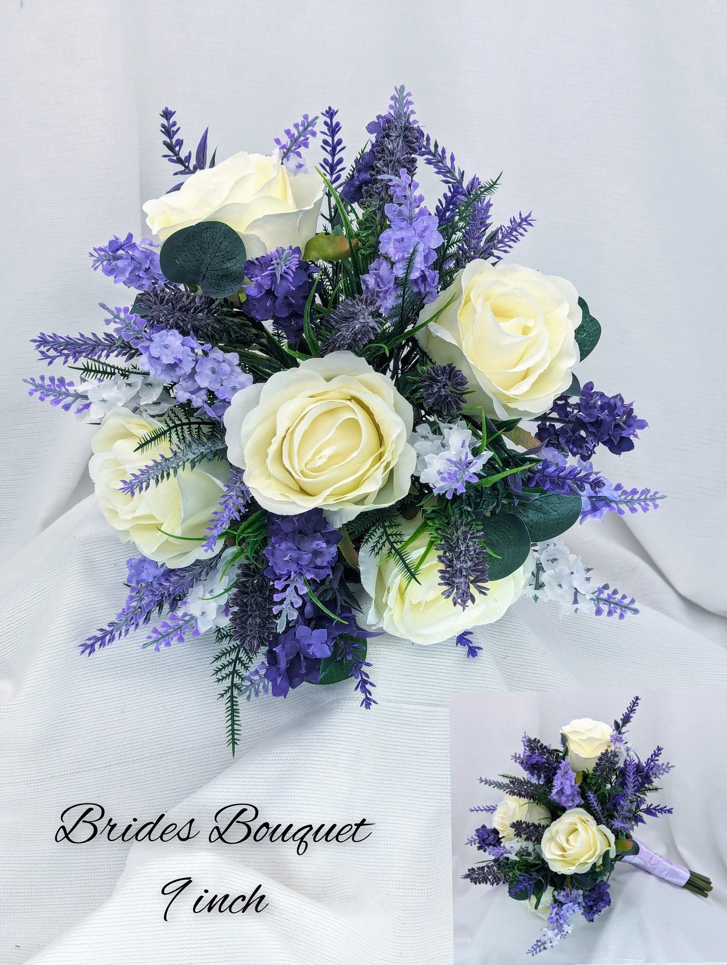 Ivory rose and lavender brides bouquet 