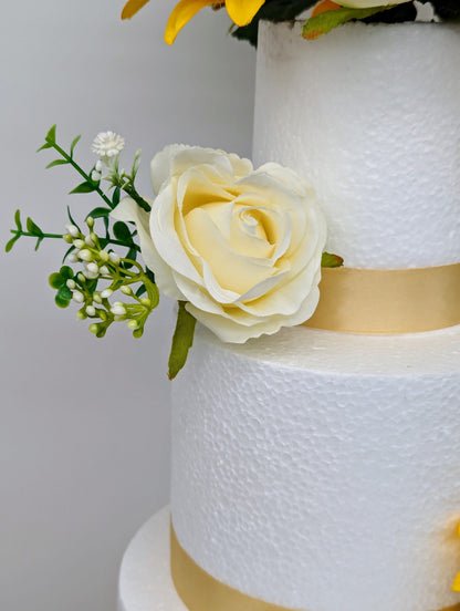 Ivory Rose and Sunflower  Cake Flowers