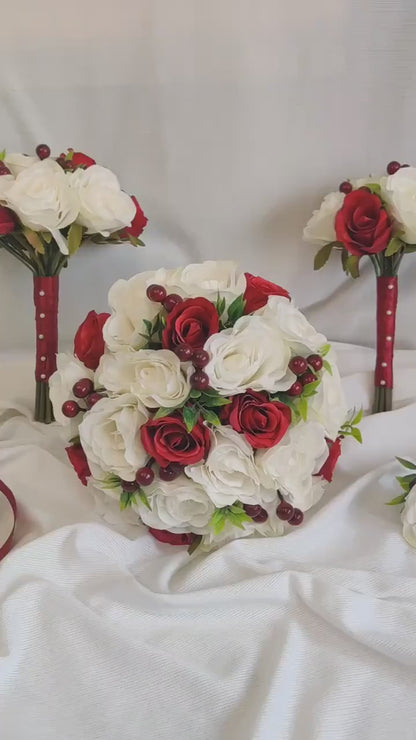 Ivory and Red Wedding Flowers