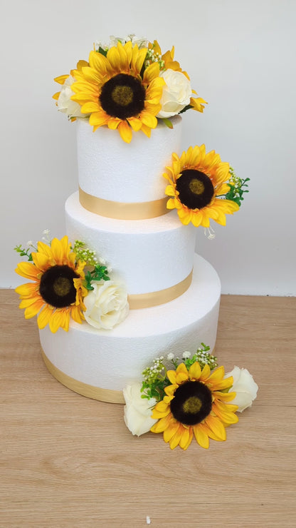 Ivory Rose and Sunflower  Cake Flowers