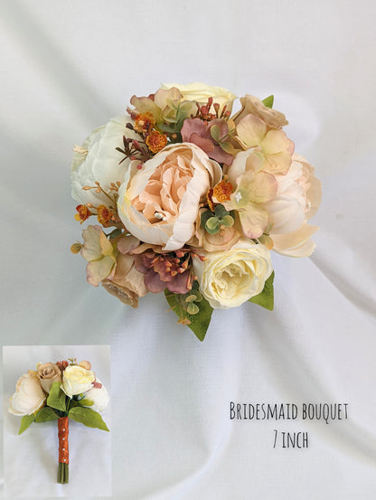 Cream and Burnt Orange Wedding Flowers