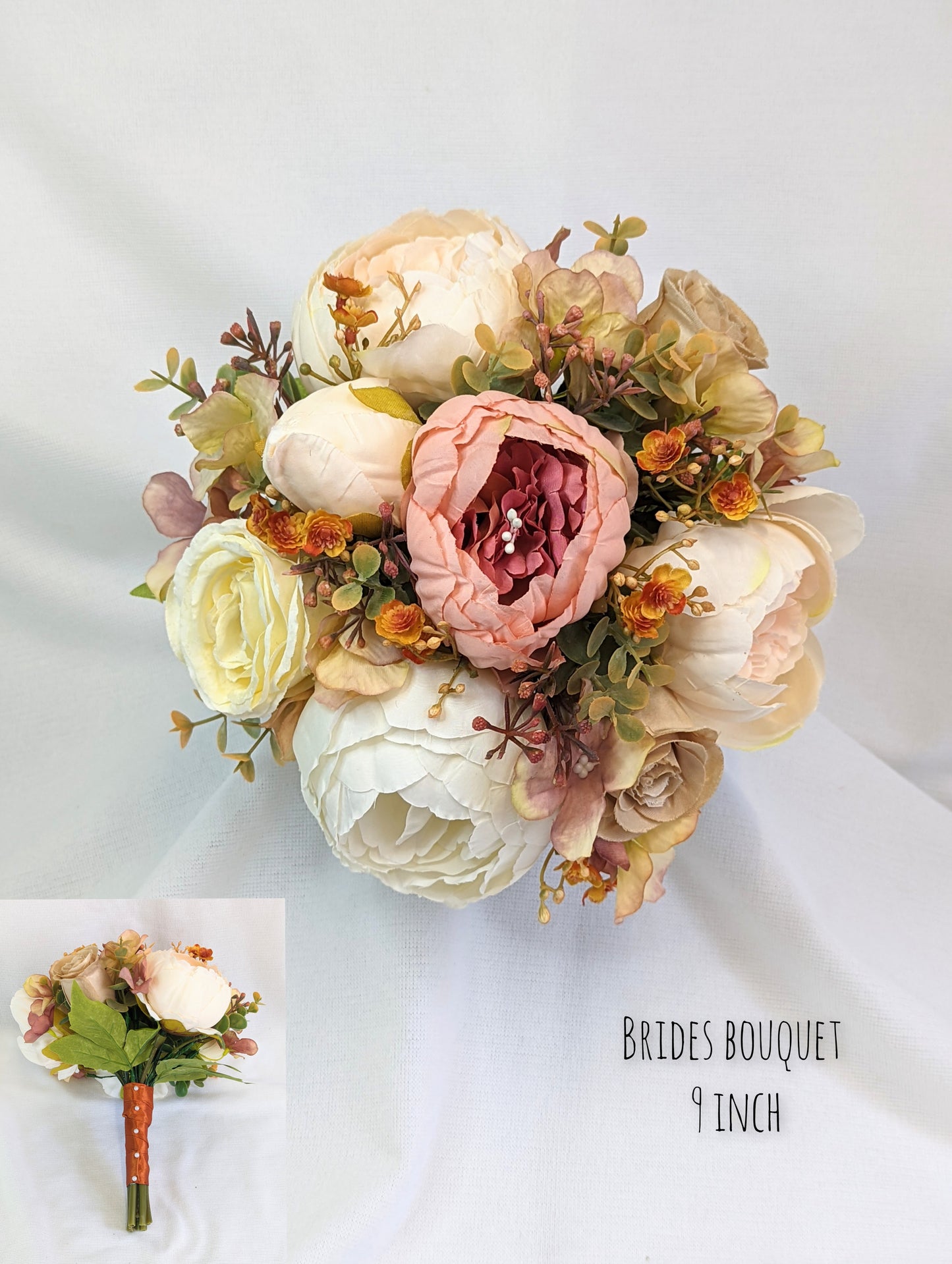 Cream and Burnt Orange Wedding Flowers