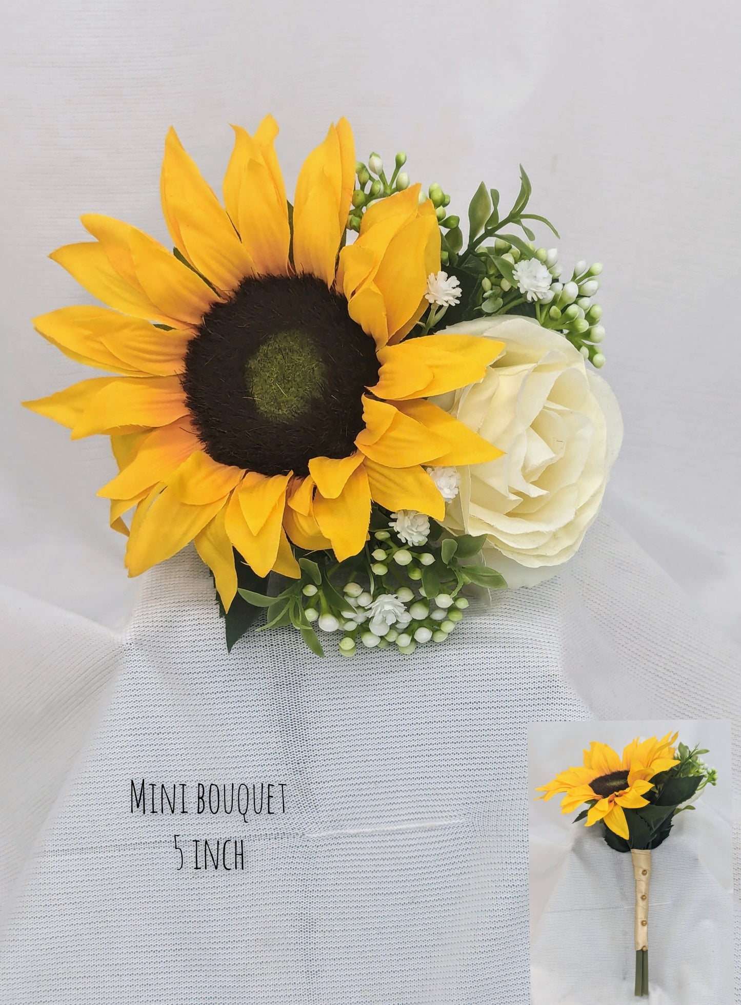 Ivory Rose and Sunflower Wedding Flowers