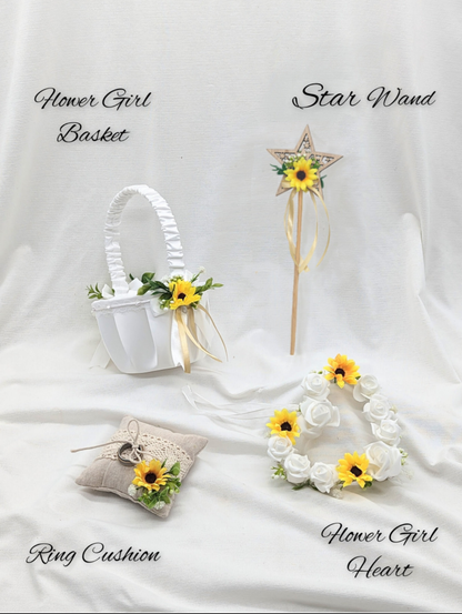 Ivory Rose and Sunflower Wedding Flowers