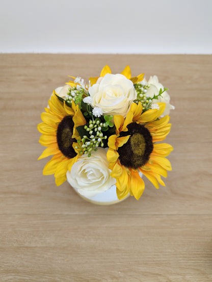 Ivory Rose and Sunflower  Cake Flowers