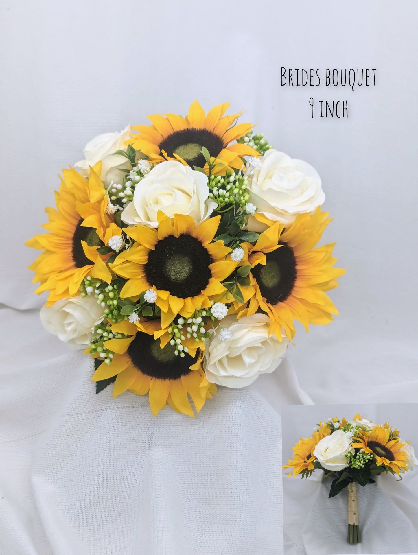 Ivory Rose and Sunflower Wedding Flowers