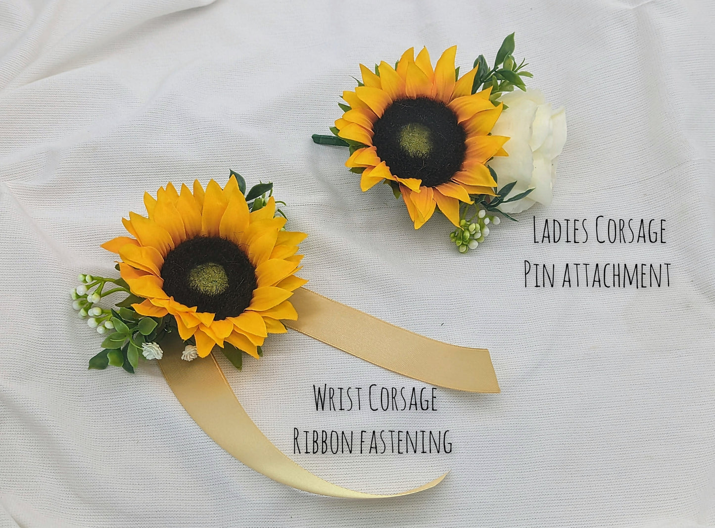 Ivory Rose and Sunflower Wedding Flowers