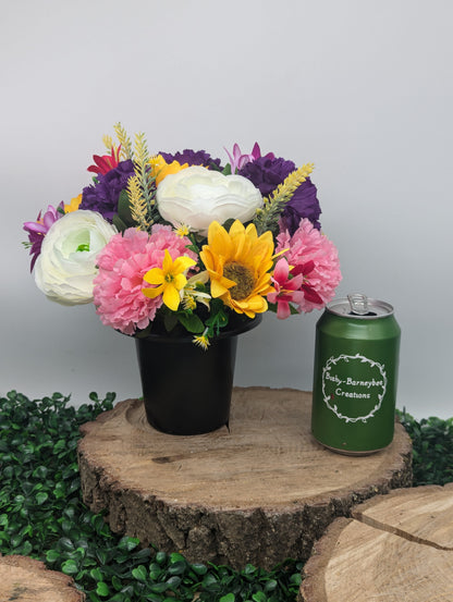 Bright colour memorial flowers