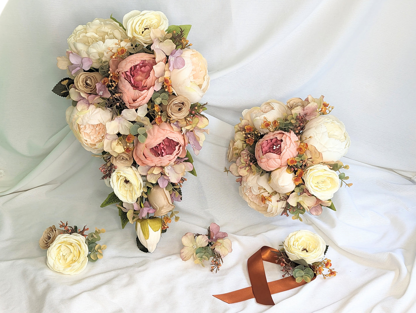 Cream and Burnt Orange Wedding Flowers