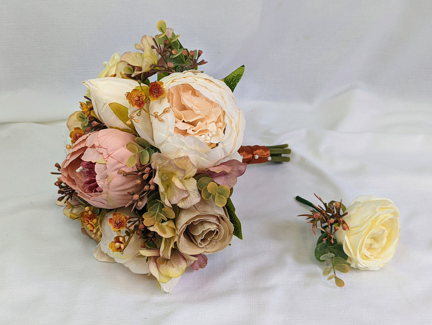 Cream and Burnt Orange Wedding Flowers